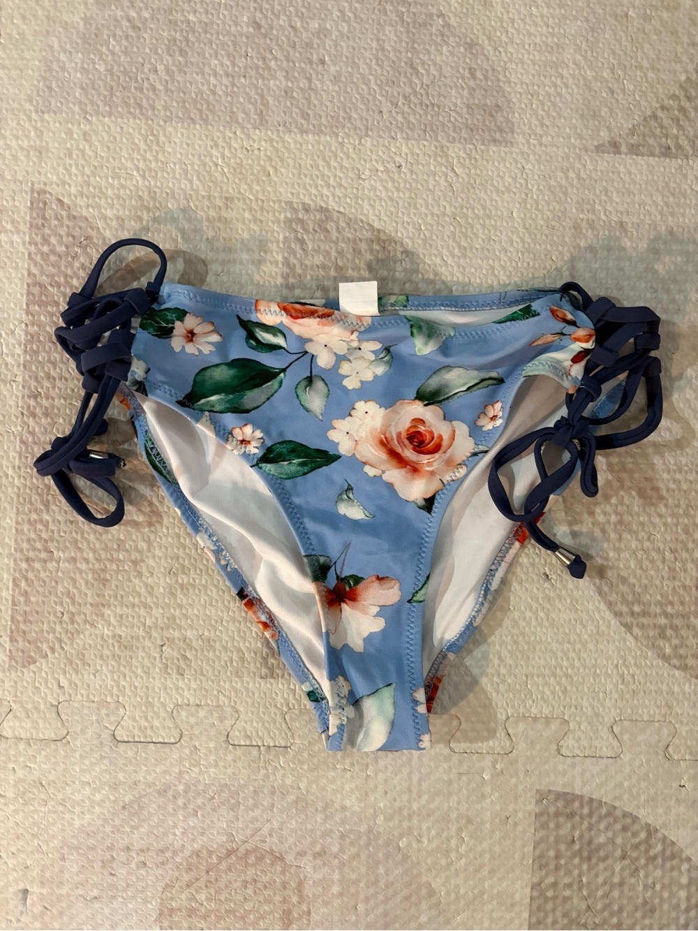 CupShe Light Blue Floral Side-Tie Bikini Bottoms